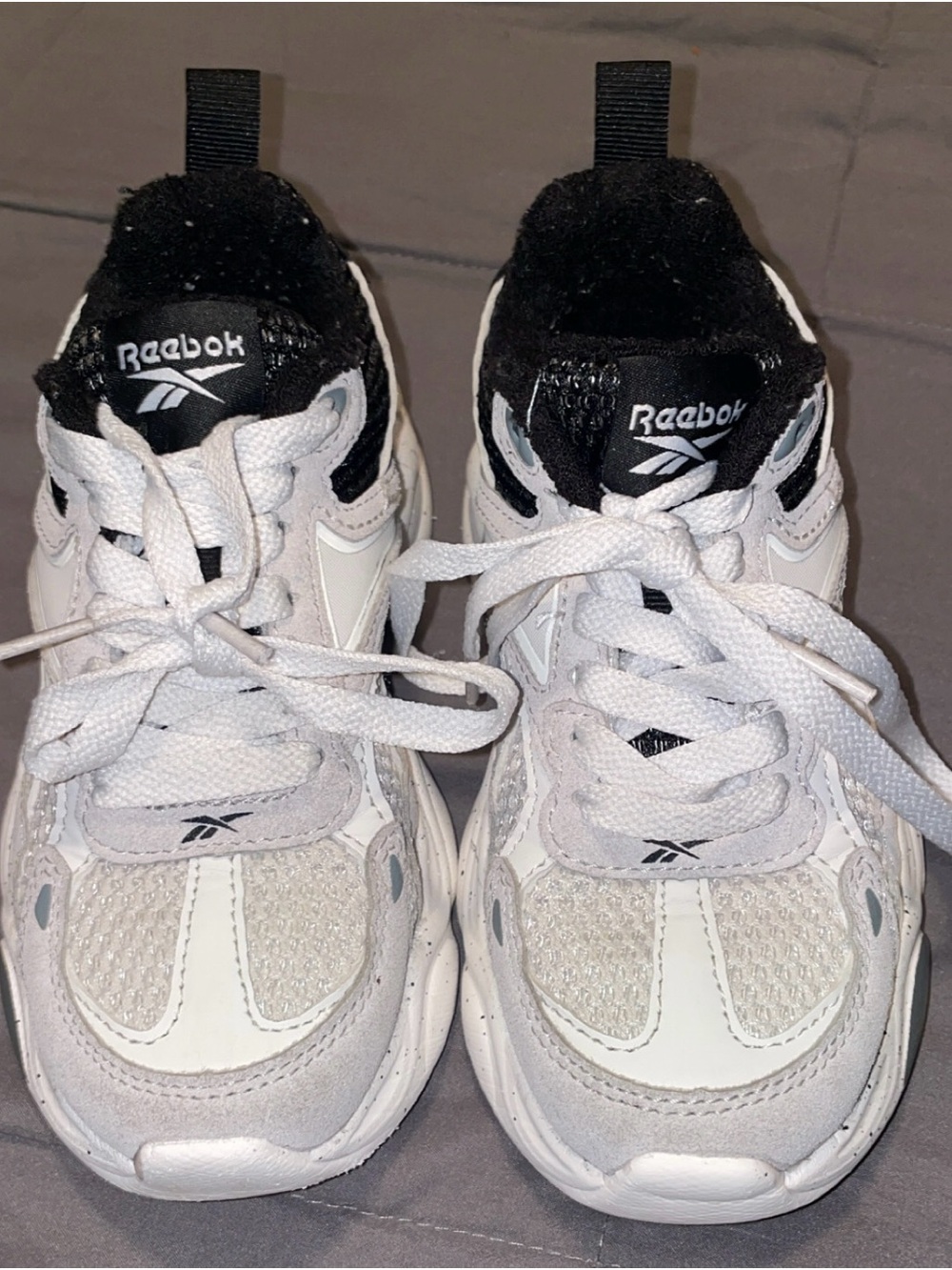 Reebok Kids White, Black and Gray Running Sneakers